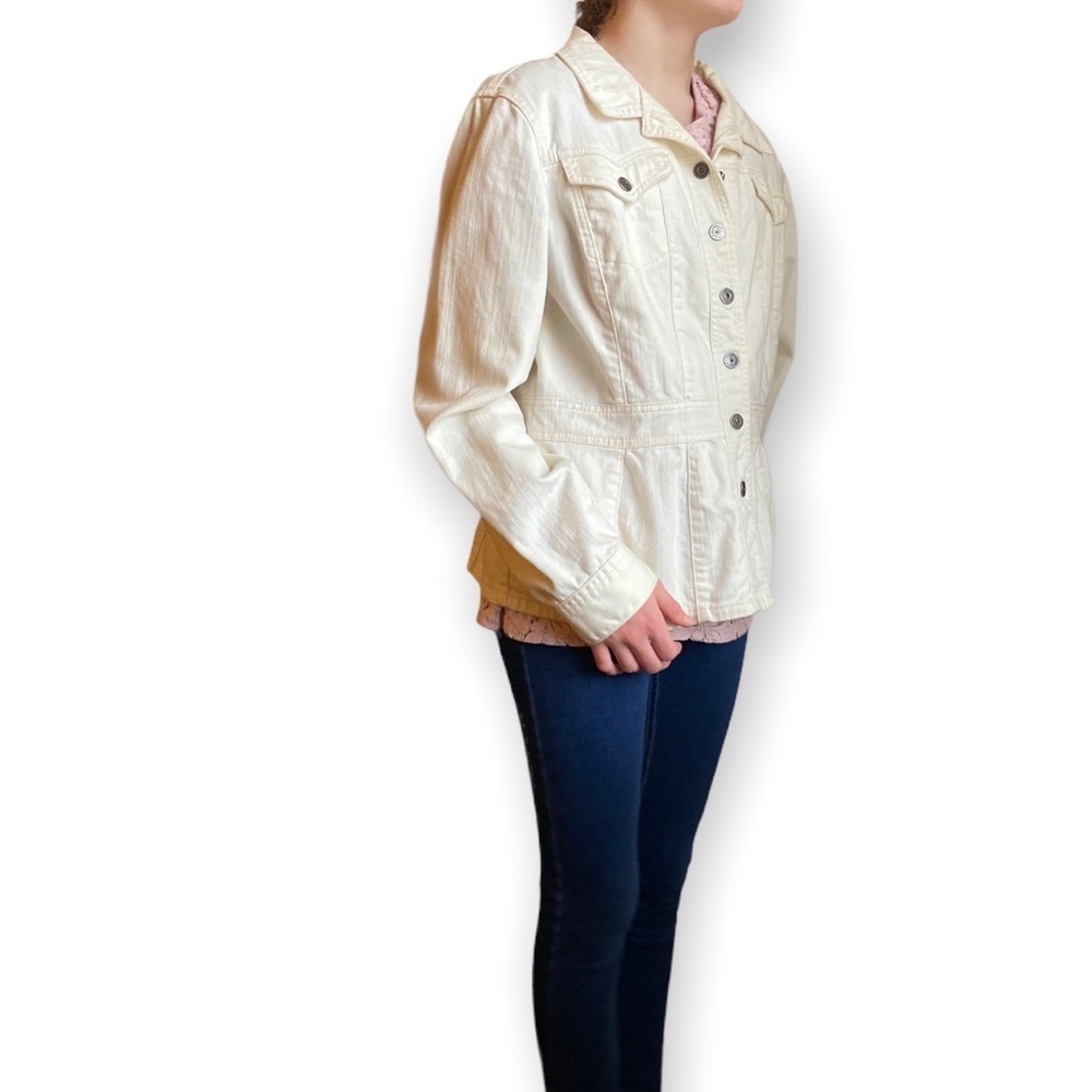 Liz Claiborne Stretch Access White Cotton Jacket Size M